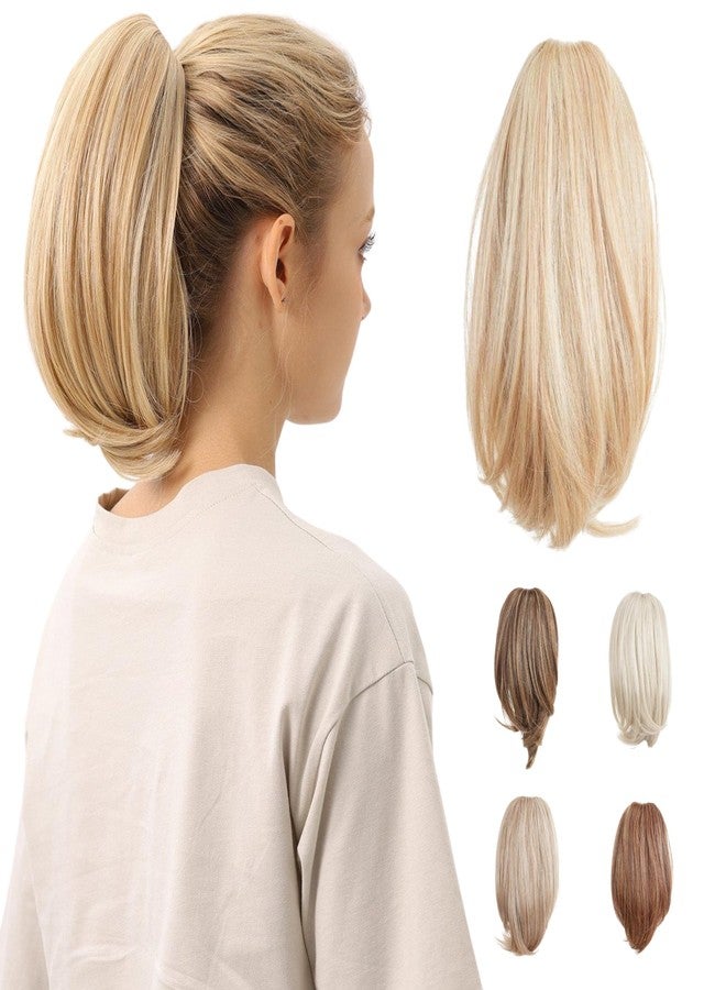 JUVABUN 10" Straight Claw Clip In Ponytail Hair Extensions - Medium Blonde| Synthetic Ponytail Extension | Hair Extensions for Women & Men | Washable, Realistic And Synthetic |Medium Blonde - Image 1